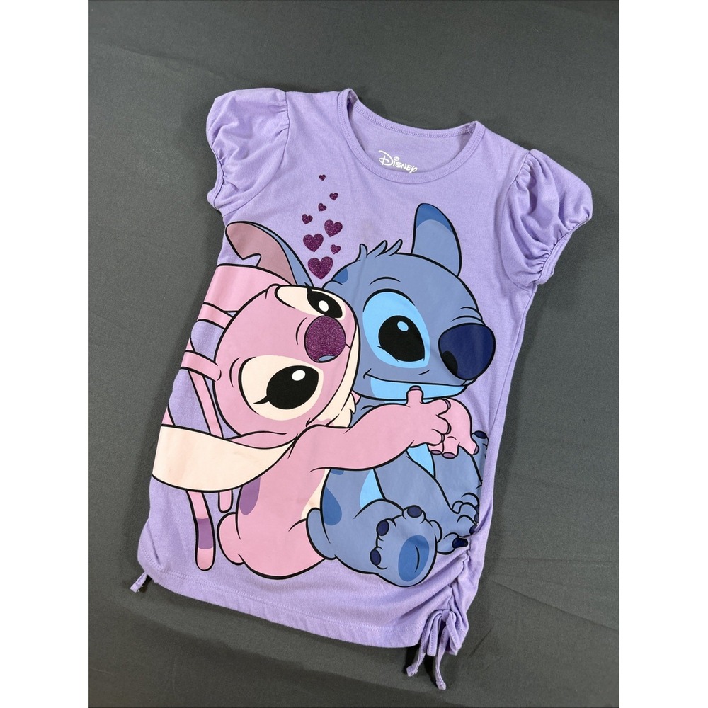 lavender Disney Stitch and Angel graphic tee Medium Youth